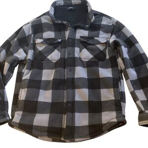 Members Mark Men’s Grey Buffalo Plaid‎ Sherpa Lined Shacket Size Large Jacket